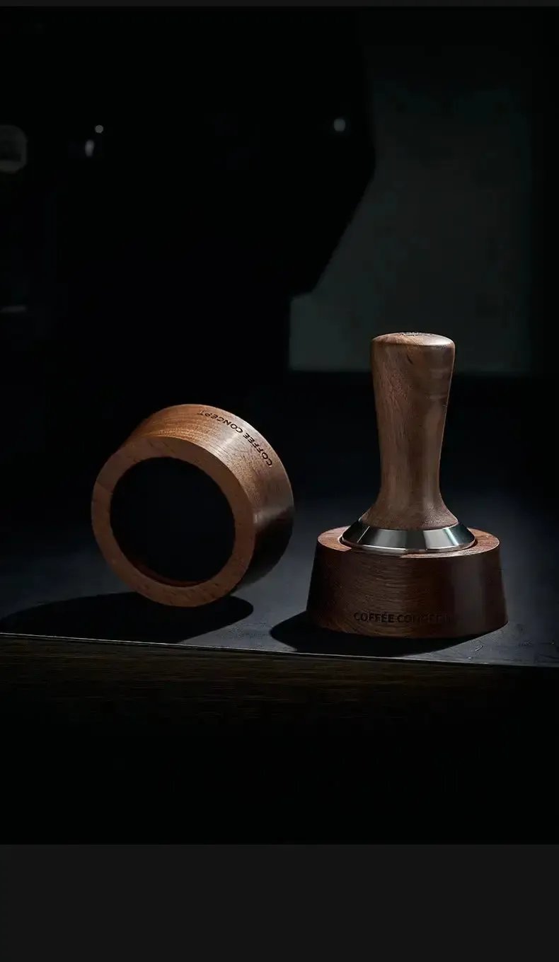 Solid Walnut Espresso Tamper Set - 58mm Solid Wood Handle + Stand