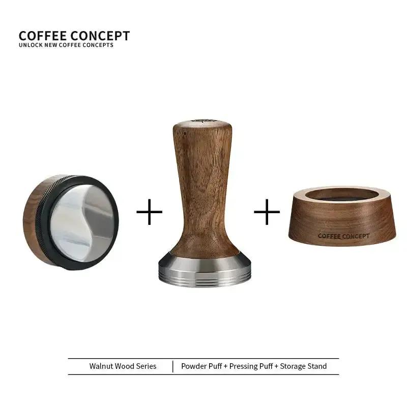 Solid Walnut Espresso Tamper Set - 58mm Solid Wood Handle + Stand