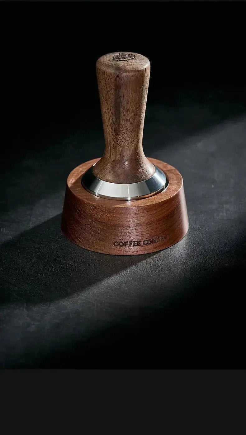 Solid Walnut Espresso Tamper Set - 58mm Solid Wood Handle + Stand