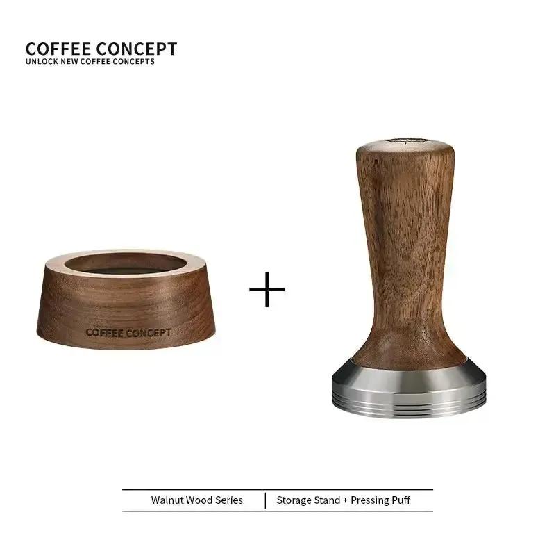 Solid Walnut Espresso Tamper Set - 58mm Solid Wood Handle + Stand