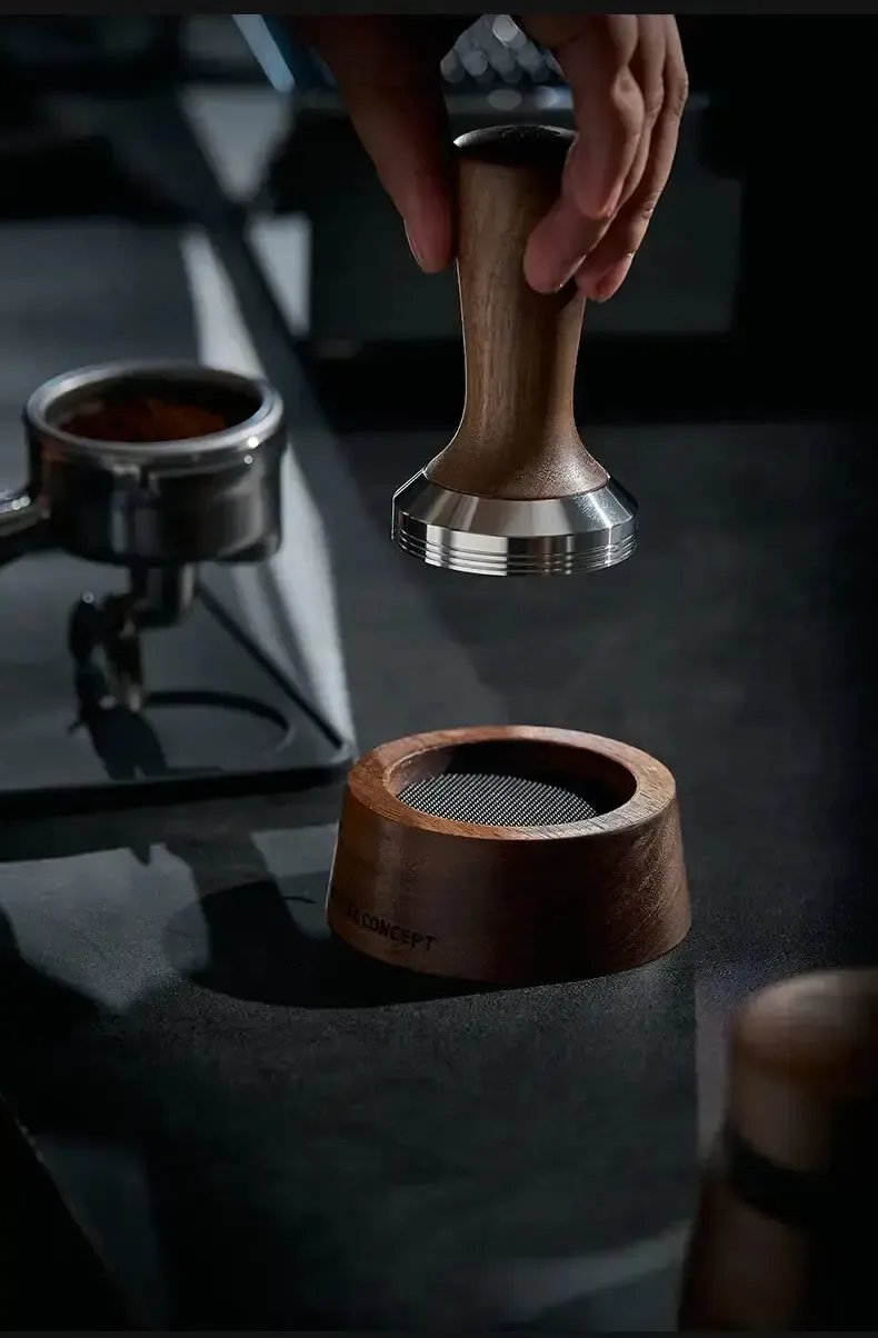 Solid Walnut Espresso Tamper Set - 58mm Solid Wood Handle + Stand