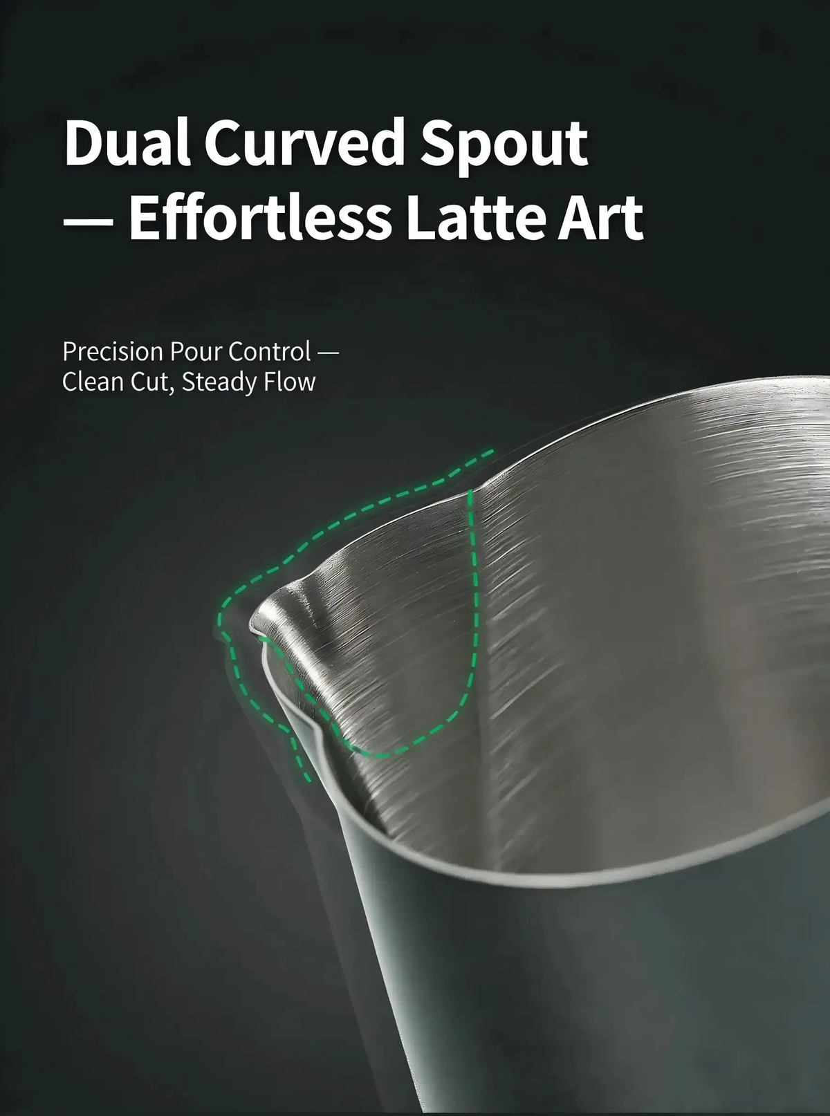 Phantom Precision Latte Art Pitcher – 600ml Narrow Spout for Advanced Patterns