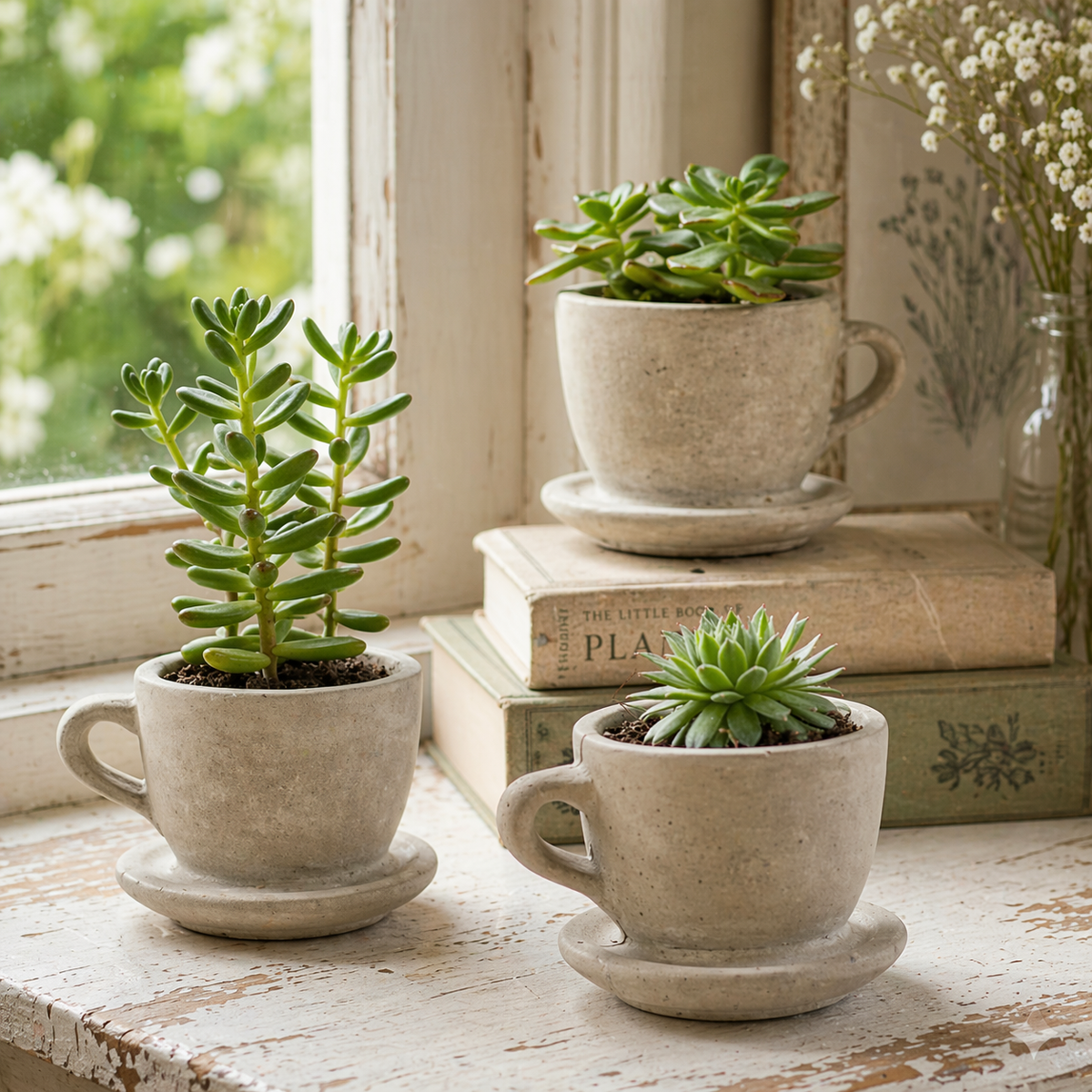 Concrete "Tea & Coffee" Cup Planter
