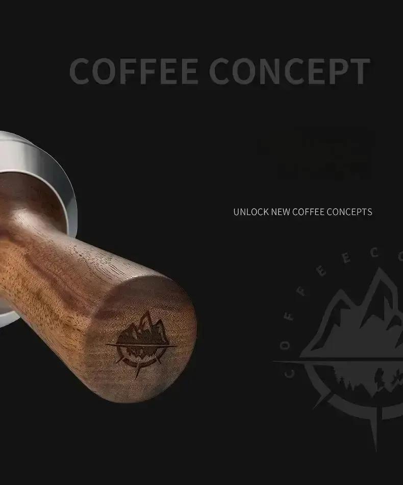 Solid Walnut Espresso Tamper Set - 58mm Solid Wood Handle + Stand