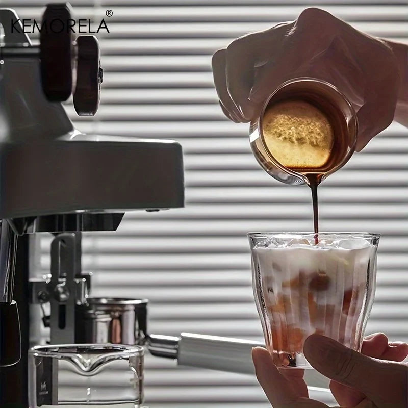 KEMORELA 1/2PCS Espresso Shot Glasses 60ml Clear Scale Measuring Cup Liquid Heavy Glass Coffee Cups Home Barista Accessories