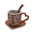 Brown Talavera Heart Mug Set | Cup, Plate & Spoon
